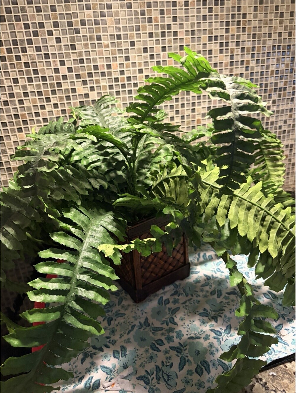 silk plants home decor,Boston Fern In Brown Rattan Pot ( Large) [COPY]